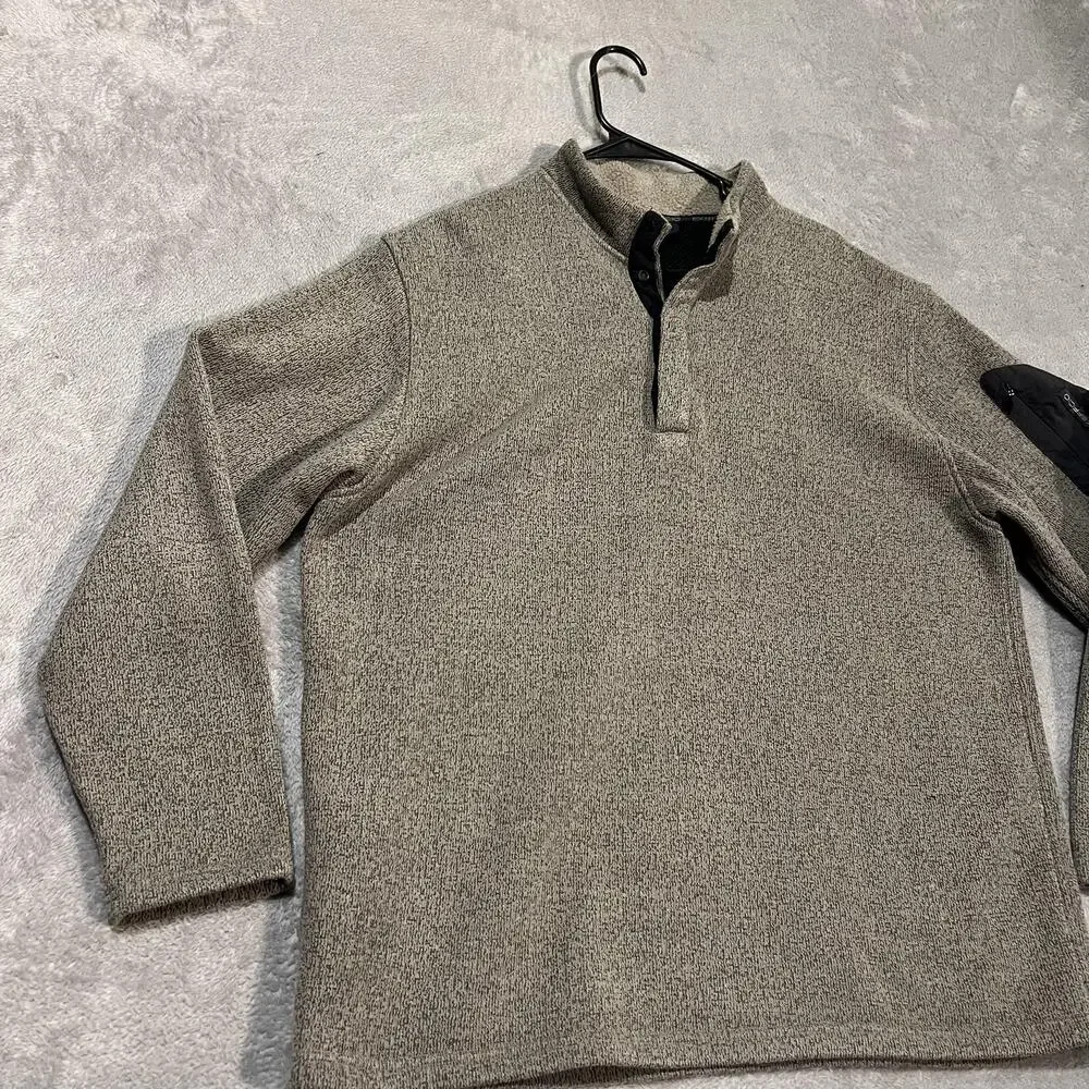 ExOfficio Sweater Mens XL Green Fleece Quarter Snap Pullover Sleeve Pocket Hike